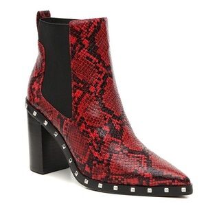 Charles David Red an Black Snake skin design boots 6